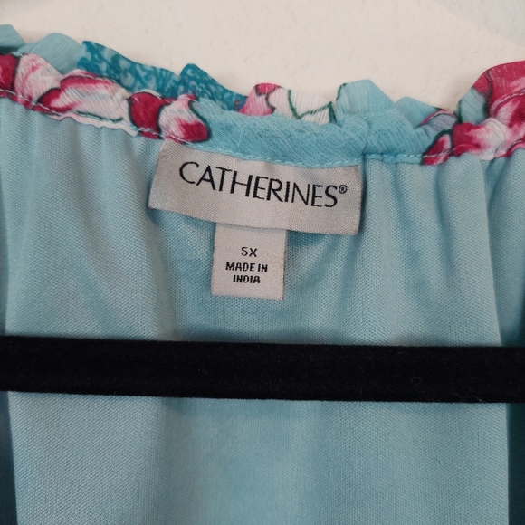 Catherines Ruffle Neck Peasant Floral Blouse Size 5X - Picture 5 of 9